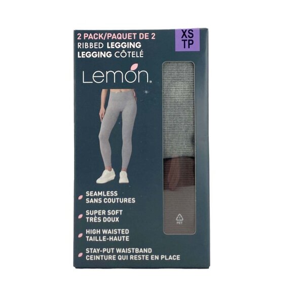 Lemon Women's Ribbed Leggings | 2 Pack | Seamless | Size X-Small - Picture 1 of 3